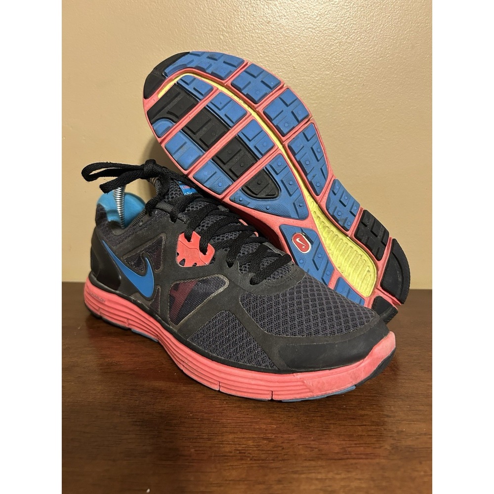 Size 7.5 Nike Lunarglide 3 Women's Running Shoes Black/Red/Blue 454315-006